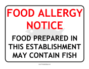 Allergy Notice Fish