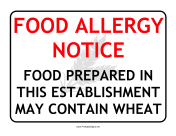 Allergy Notice Wheat