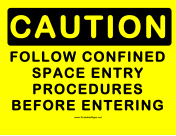 Caution Confined Entry Procedures