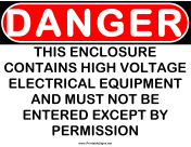 Danger HV Electrical Equipment