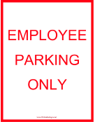 Employee Parking Only Red