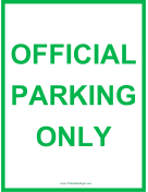 Official Parking Only Green