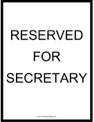 Reserved For Secretary