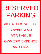 Tow Warning Reserved Parking
