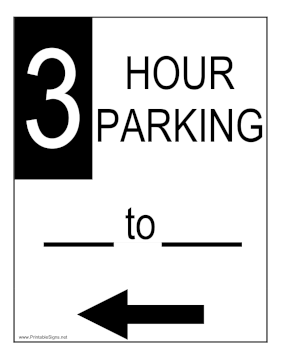 3-Hour Parking Left Sign