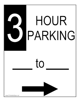 3-Hour Parking Right Sign