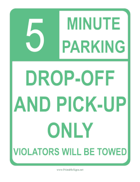 5-Minute Parking Sign