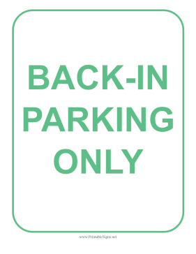 Back-In Parking Only Sign