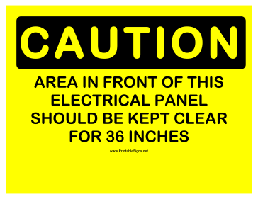 Caution 36 Inches Clearance Sign