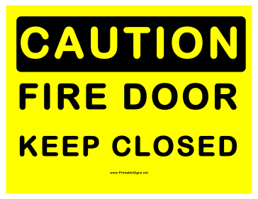 Caution Keep Fire Door Closed Sign