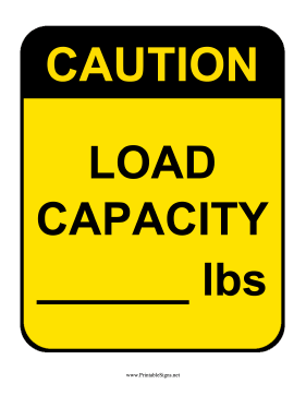 Caution Load Capacity Sign