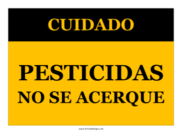 Caution Pesticides Keep Out-Spanish Sign