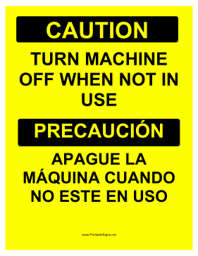 Turn Machine Off Bilingual Sign