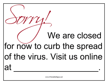 Closed Visit Online Sign