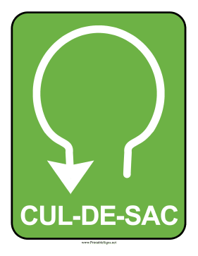 Cul-De-Sac Sign