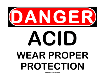 Danger Acid Wear Protection Sign