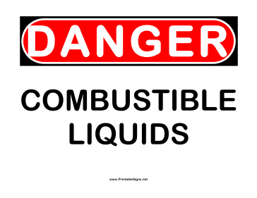 Danger Combustible Liquids Sign