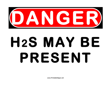 Danger H2S May be Present Sign