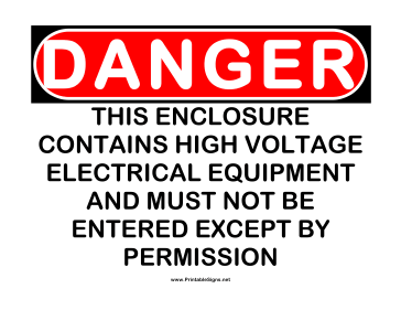 Danger HV Electrical Equipment Sign