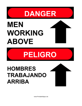 Men Working Above Bilingual Sign
