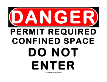 Danger Permit Required Confined Space Sign