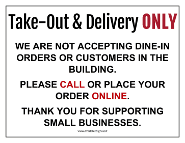 Delivery Only Sign