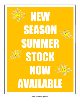 New Season Summer Stock Sign