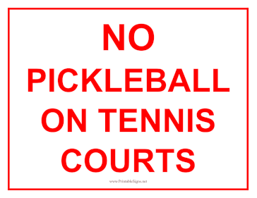No Pickleball Sign