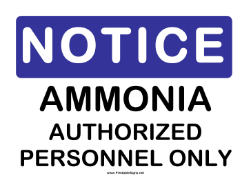 Notice Ammonia Sign