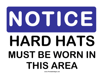 Notice Hard Hats Sign