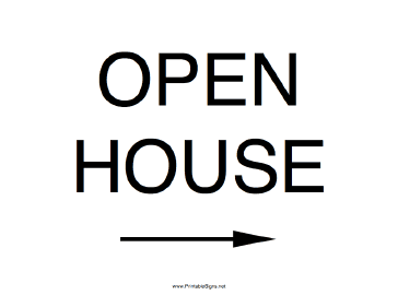 Open House Right Sign