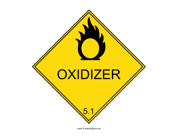 Oxidizer Warning Sign