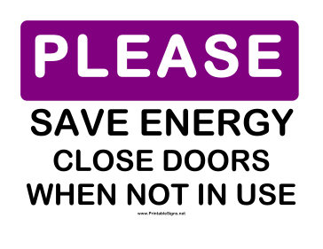 Please Save Energy Sign