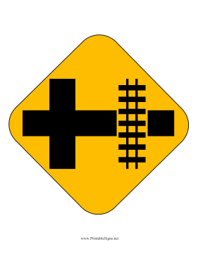 Railroad Tracks On Right Sign