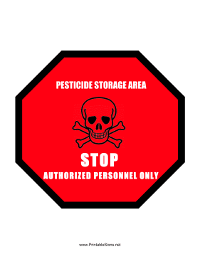Stop — Pesticide Storage Area Sign
