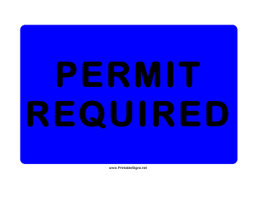 Permit Required Blue Sign