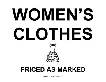 Womens Clothes Yard Sale Sign