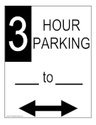 3-Hour Parking sign