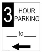 3-Hour Parking Left sign