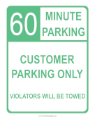 60-Minute Parking sign