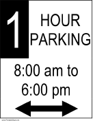 One Hour Parking 8AM to 6PM