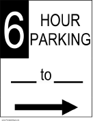 Six Hour Parking to the Right