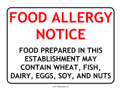 Allergy Notice