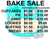 Bake Sale with Price List