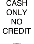 Cash Only No Credit