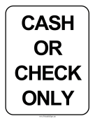 Cash Or Check Only