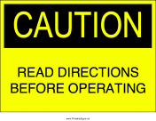 Read Directions Before Operating