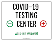 Covid Testing Walk-Ins Welcome