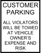Customer Parking Tow Warning