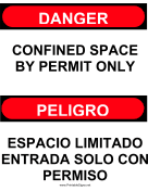Confined Space Permit Only Bilingual